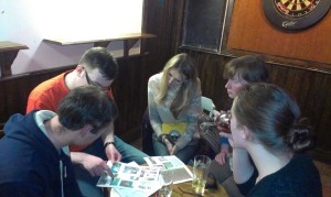 Puzzling over the picture round at the Brewery Tap Quiz Night - Photo by Vanessa